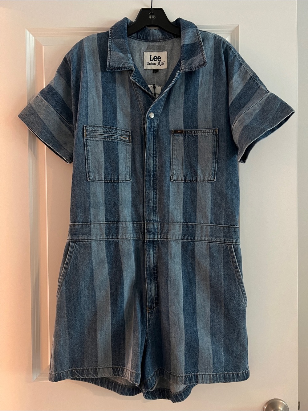 Lee Blue Striped Denim Short Romper